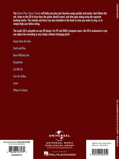 3 Doors Down Guitar Playalong Volume 60 BK/CD