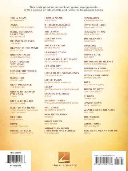 Simple Acoustic Songs The Easiest Easy Guitar Songbook Ever