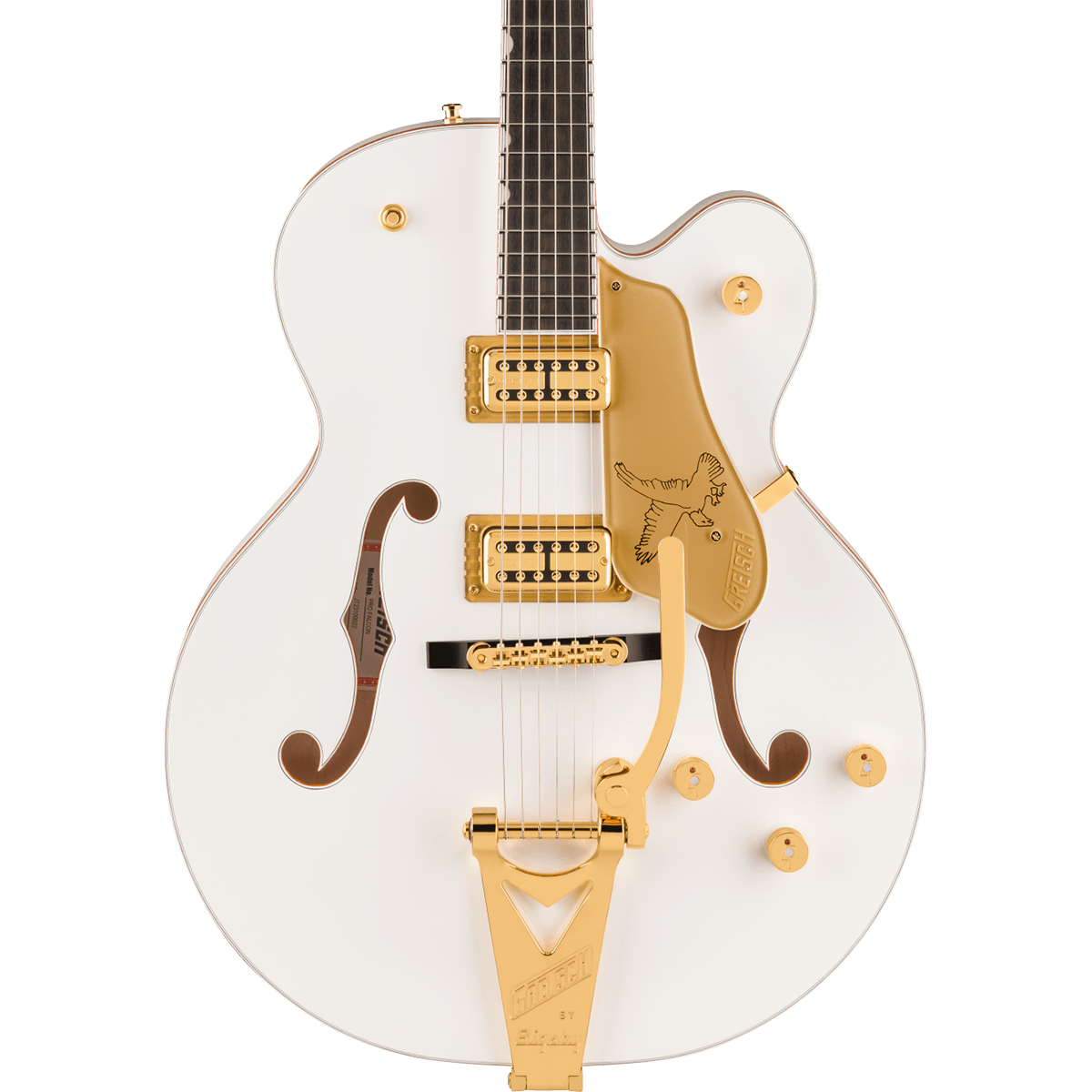 Gretsch White Falcon Hollow Body with String-Thru Bigsby Electric Guitar in White