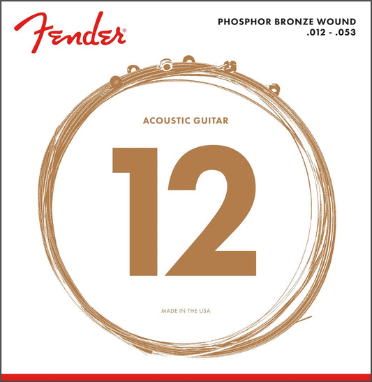 Fender 60L Phosphor Bronze Acoustic Guitar Strings Light 12-53 Gauge