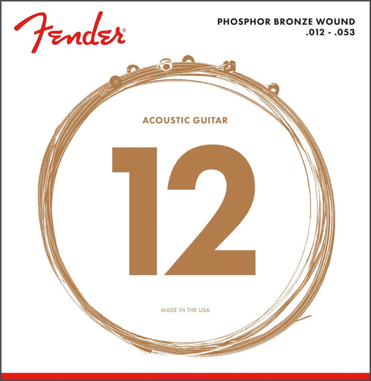 Fender 60L Phosphor Bronze Acoustic Guitar Strings Light 12-53 Gauge