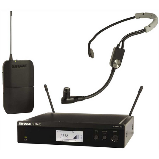 Shure Wireless 1/2R Headworn System BLX1 Tx; SM35 Mic; BLX4R Rx Auto Setup 662-686MHz