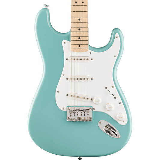 Squier FSR Squier Sonic Stratocaster HT, Maple Fingerboard, White Pickguard in Tropical Turquoise