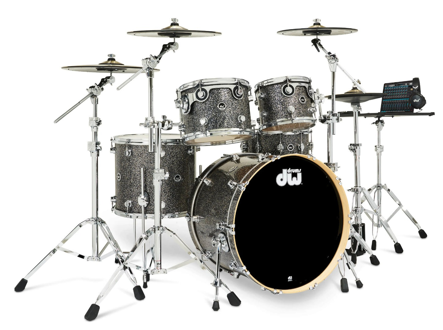 DW DWe 5-piece Drum Kit Bundle in Black Galaxy FinishPly