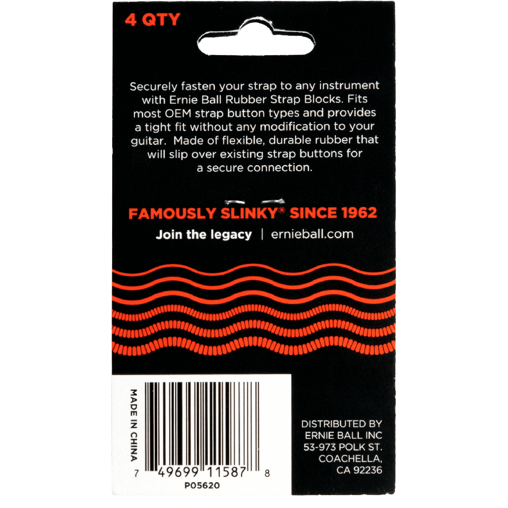 Ernie Ball Strap Blocks 4pk in Red