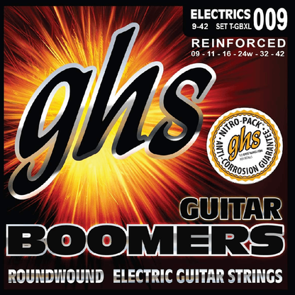 GHS TGBXL Reinforced Boomers Extra Light Electric Guitar Strings 9-42 Gauge
