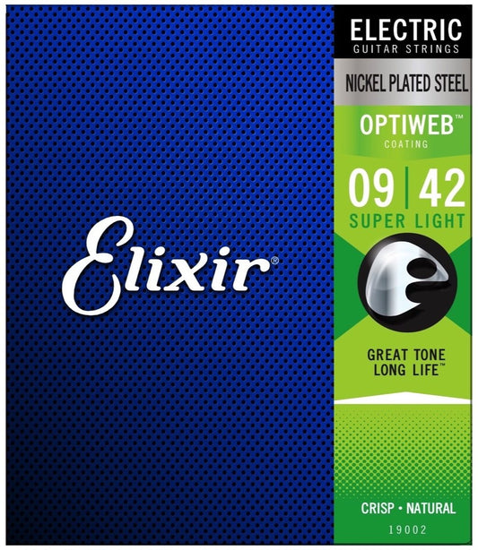 Elixir 19002 Optiweb Electric Guitar Strings Super Light 9-42 Gauge