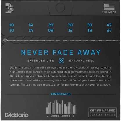 D'Addario12 XT 80/20 Bronze 12 string Acoustic Guitar Strings 10-47 Gauge