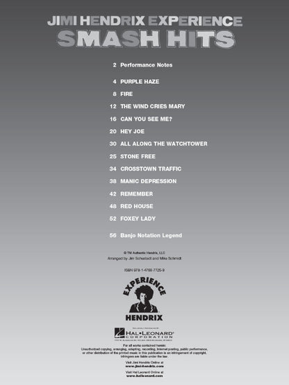 Jimi Hendrix Experience Smash Hits for Banjo