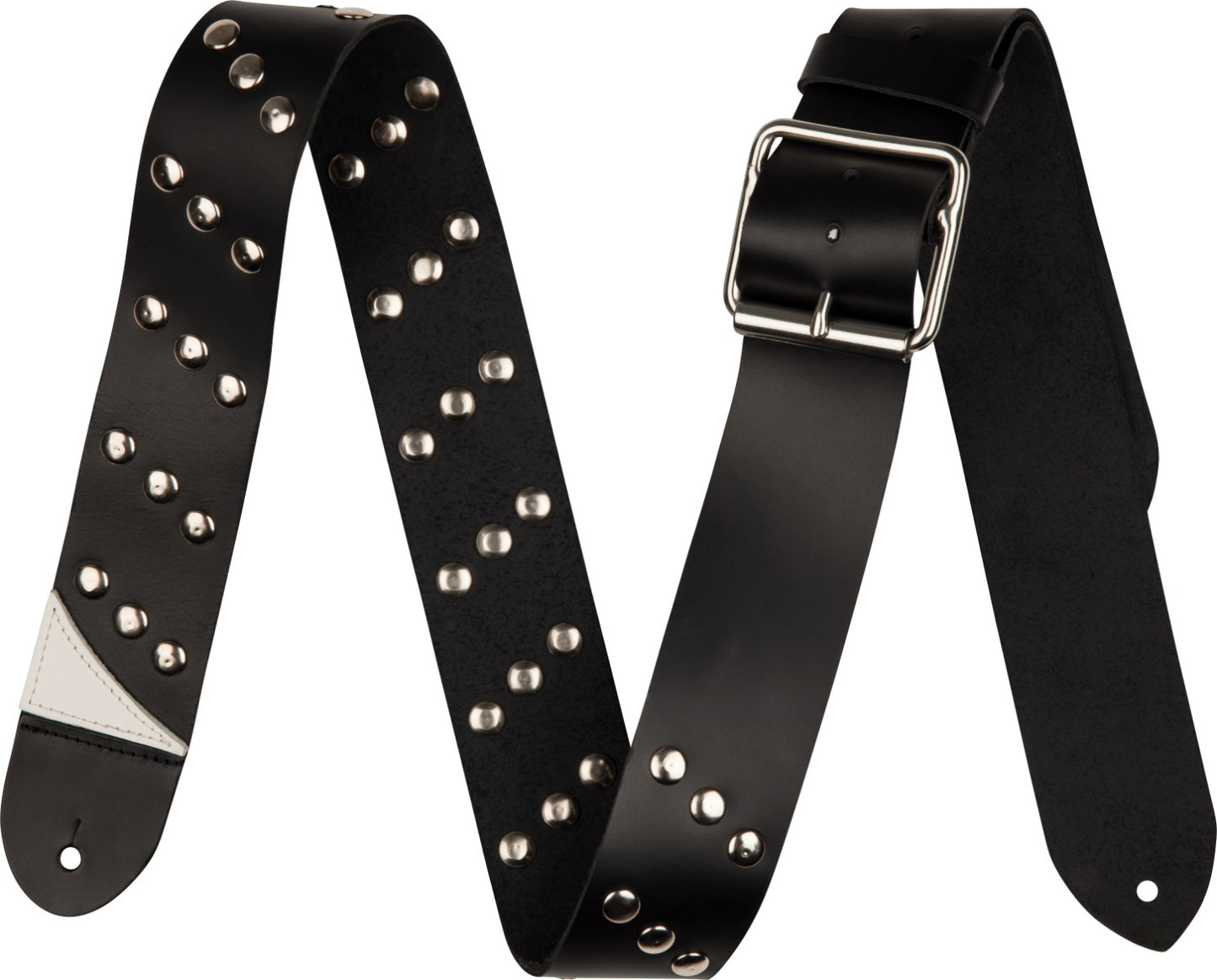 Jackson 2.5" Diagonal Stud Leather Strap in Black