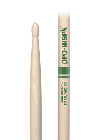 Promark Forward 7A Raw Hickory Wood Tip Natural Drumsticks