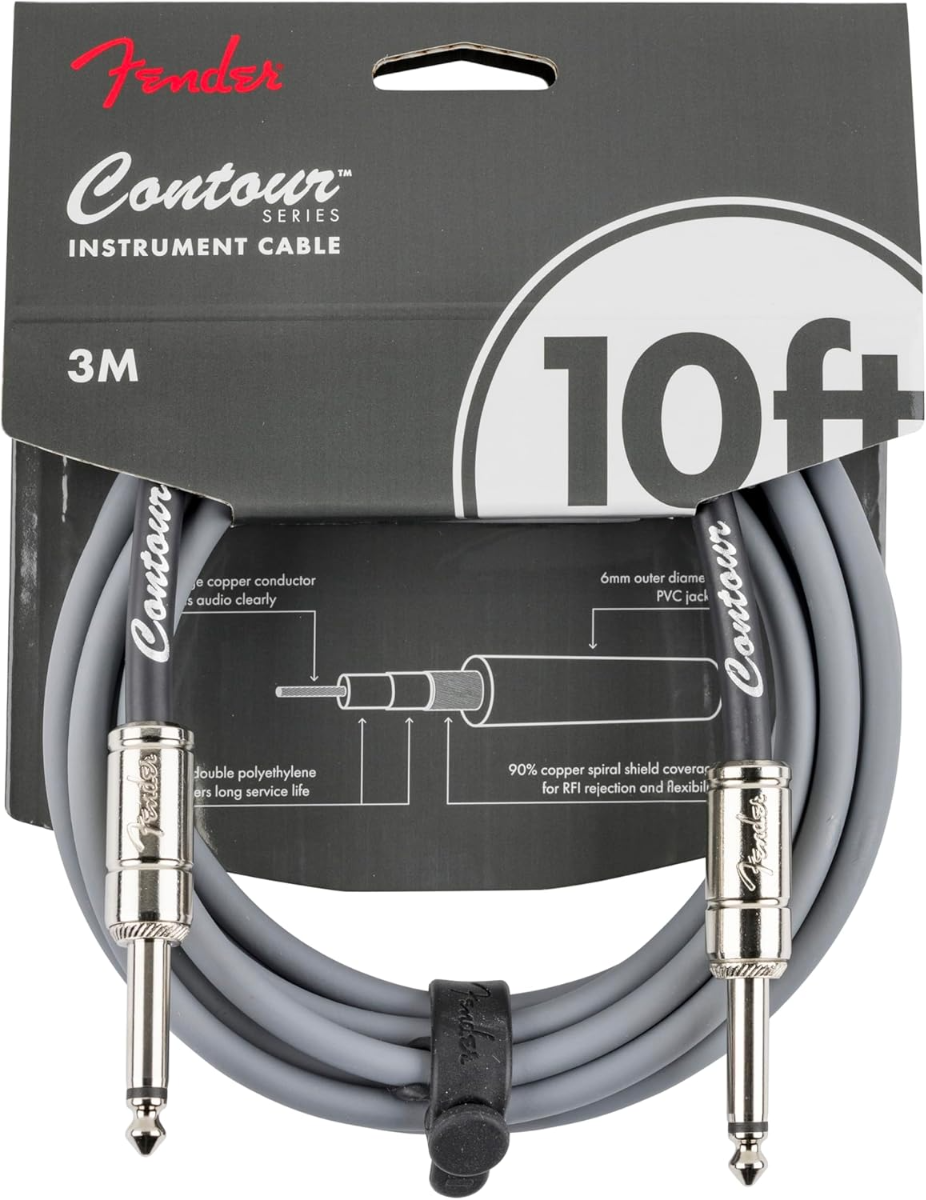Fender Contour 10' Instrument Cable in Inca Silver