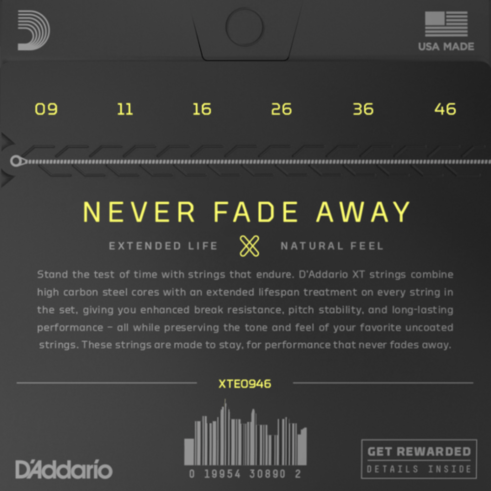 D'Addario XTE0946 XT Nickel Plated Steel Electric Guitar Strings Super Light Top Regular Bottom  .009-.046  Gauge