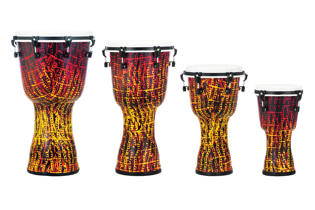 Pearl Percussion 14" Synthetic Shell Top Tuned Djembe in Tribal Fire