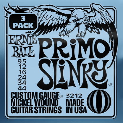 Ernie Ball Primo Slinky Nickel Wound Electric Guitar Strings 3 Pk 9.5-44 Gauge