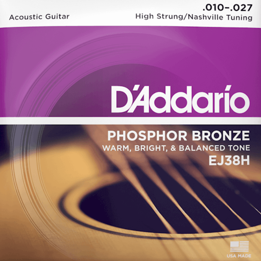 D'Addario EJ38H Phosphor Bronze High Strung Acoustic Guitar Strings 10-27 Gauge