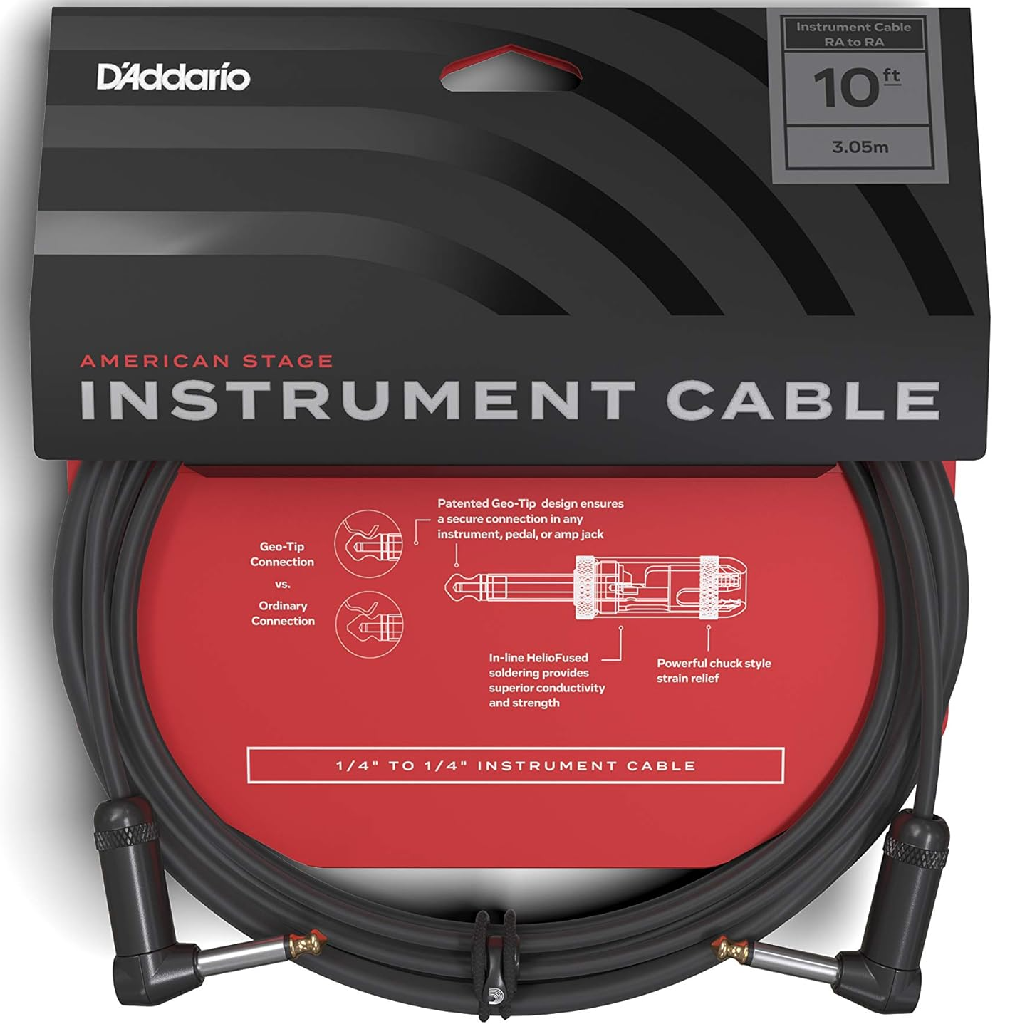 D'Addario Planet Waves 10' American Stage Instrument Dual Right Angle Cable in Black