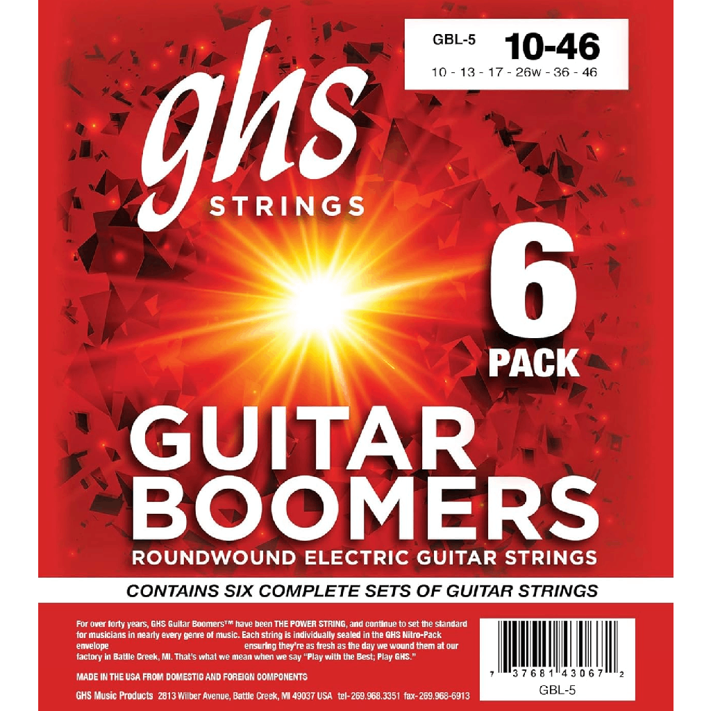 GHS GBL5 Light Boomers Electric Guitar Strings 5Pack 10-46 Gauge