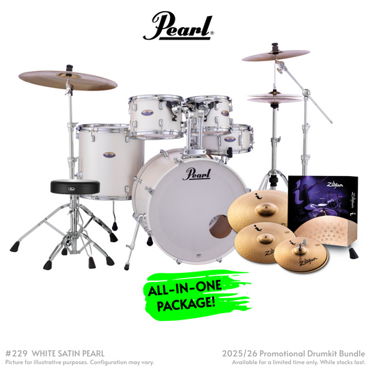 Pearl Decade Maple 5-Piece Fusion Plus Increda-Bundle Drum Kit With Cymbal Pack in White Satin Pearl