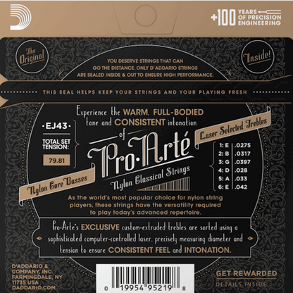 D'Addario EJ43 Pro Arte Nylon Classical Guitar Strings Light Tension