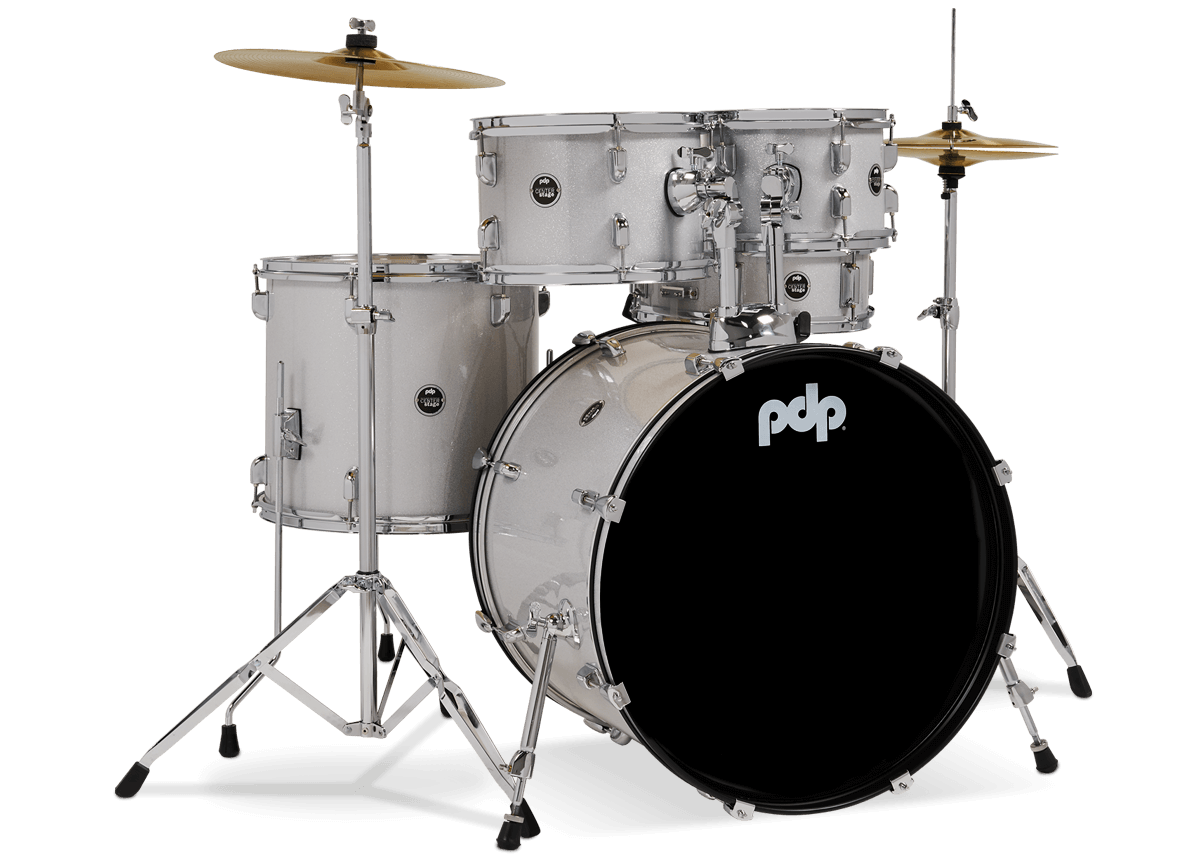 PDP Center Stage 22" 5 Piece Drum Kit in Diamond White Sparkle