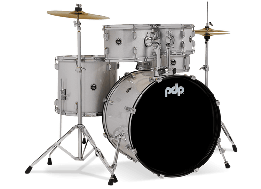 PDP Center Stage 22" 5 Piece Drum Kit in Diamond White Sparkle