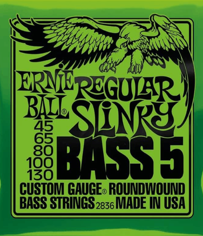 Ernie Ball 2836 Regular Slinky 5-String Nickel Wound Electric Bass Guitar Strings , 45-130 Gauge