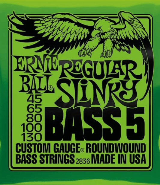 Ernie Ball 2836 Regular Slinky 5-String Nickel Wound Electric Bass Guitar Strings , 45-130 Gauge