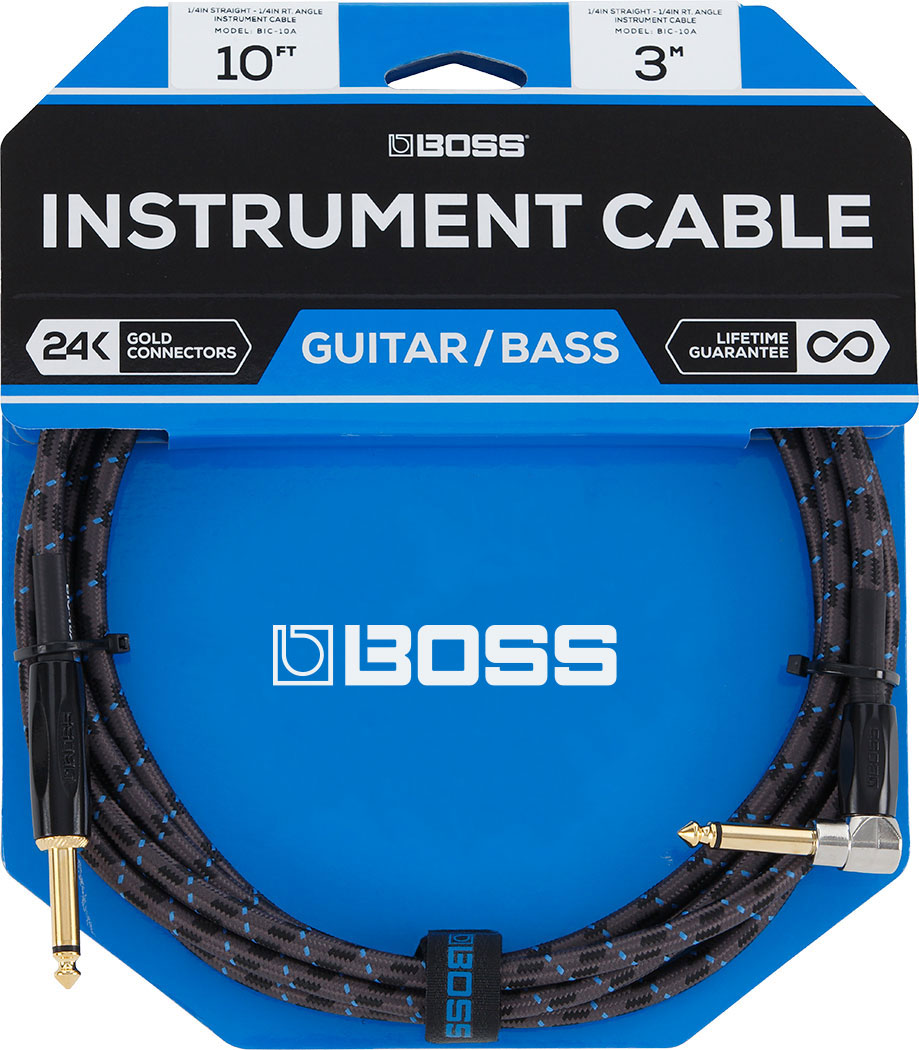 Boss 10ft Angled Straight Instrument Cable