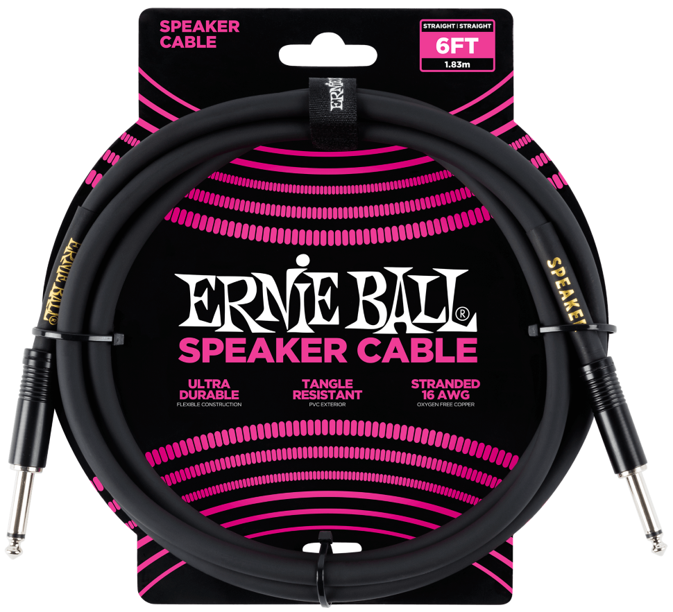 Ernie Ball Straight to Straight Speaker Cable 6-Ft in Black