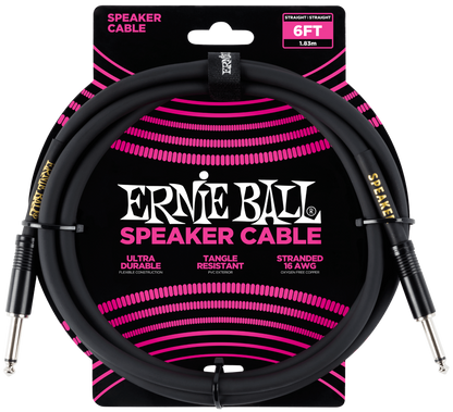 Ernie Ball Straight to Straight Speaker Cable 6-Ft in Black