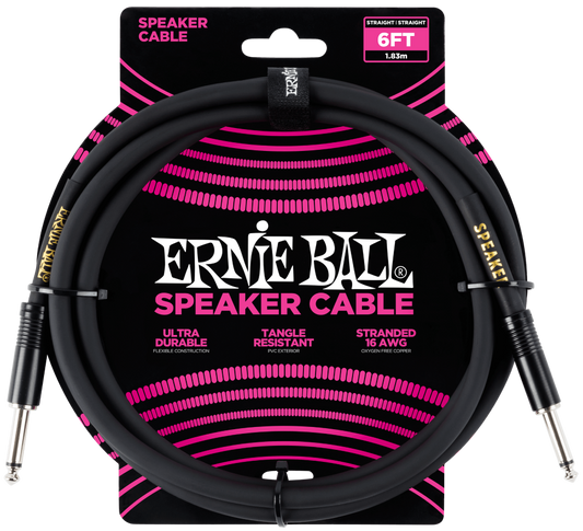 Ernie Ball Straight to Straight Speaker Cable 6-Ft in Black