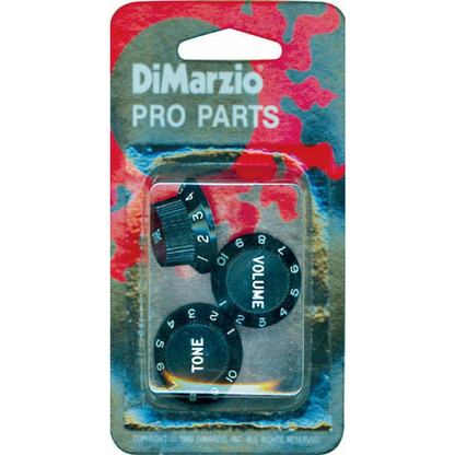 DiMARZIO DM21B Set of 1 volume & 2 tone control knobs Bell style in Black