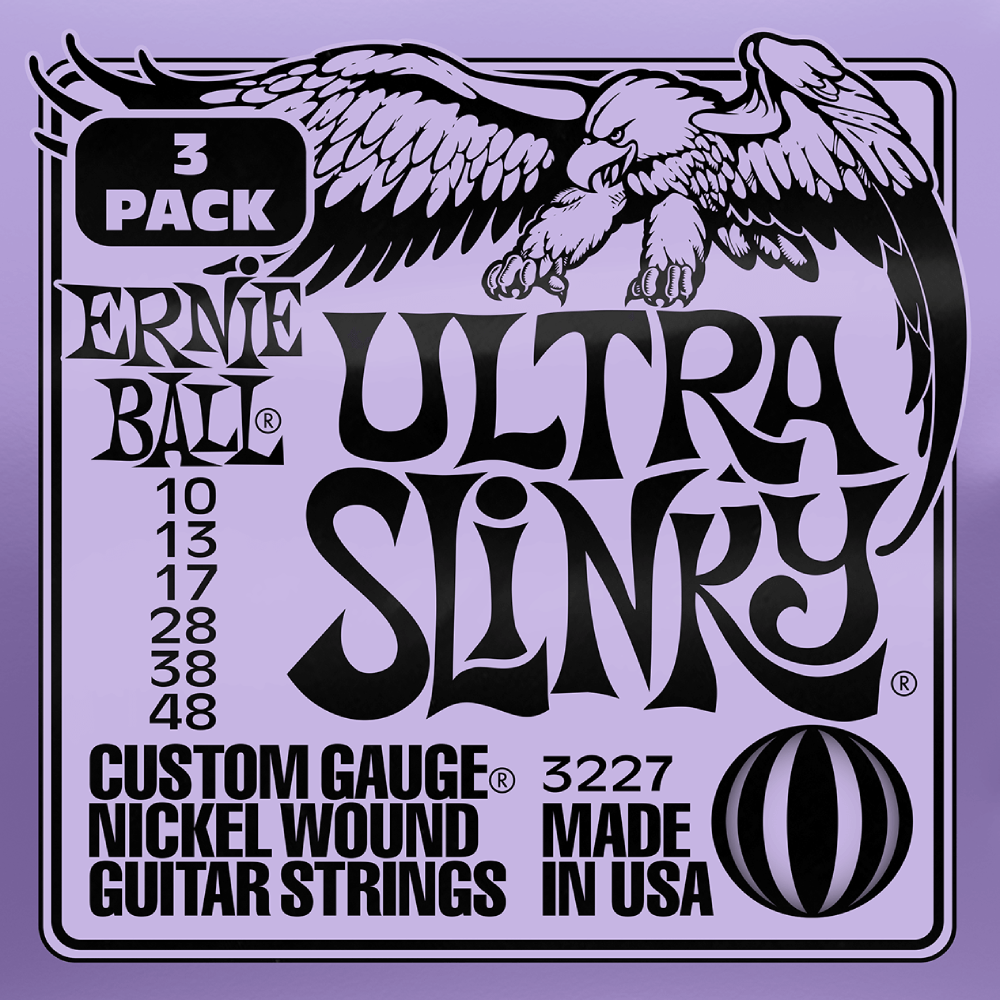 Ernie Ball Ultra Slinky Nickel Wound Electric Guitar Strings 3 Pk 10-48 Gauge