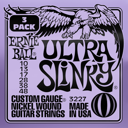 Ernie Ball Ultra Slinky Nickel Wound Electric Guitar Strings 3 Pk 10-48 Gauge