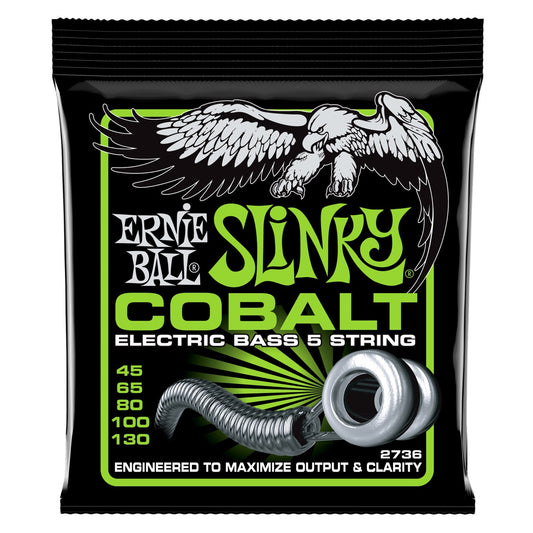 Ernie Ball  2736  Cobalt 5-String Regular Slinky Bass Guitar String, 45-130 Gauge