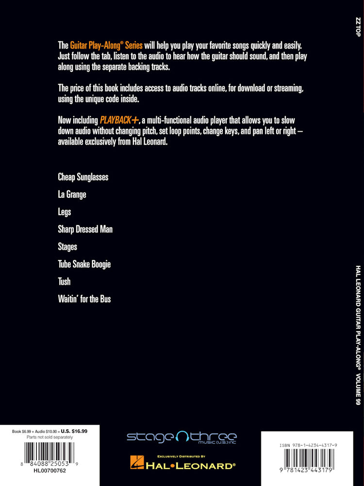 ZZ Top Guitar Playalong Volume 99 BK/OLA