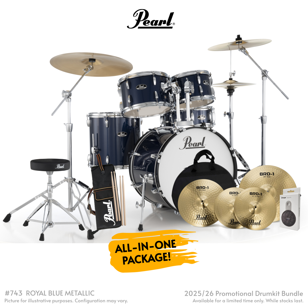 Pearl Roadshow-Plus 5-Piece Drum Kit with Cymbal Pack in Royal Blue Metallic