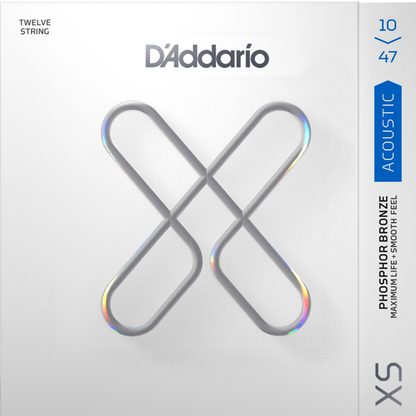 DAddario XS Coated 12 String Phosphor Bronze Acoustic Guitar Strings 10-47 Light Gauge