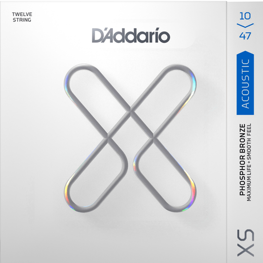 DAddario XS Coated 12 String Phosphor Bronze Acoustic Guitar Strings 10-47 Light Gauge