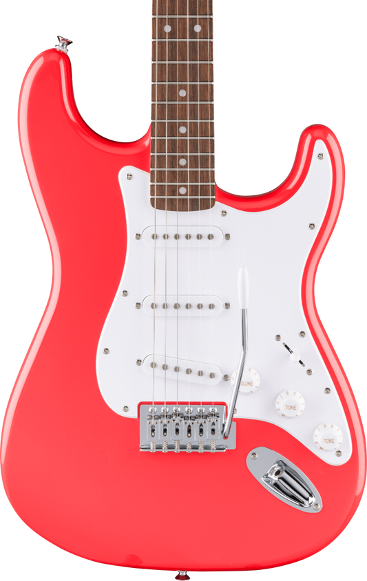 Squier FSR Squier Sonic Stratocaster, Laurel Fingerboard, White Pickguard in Fiesta Red