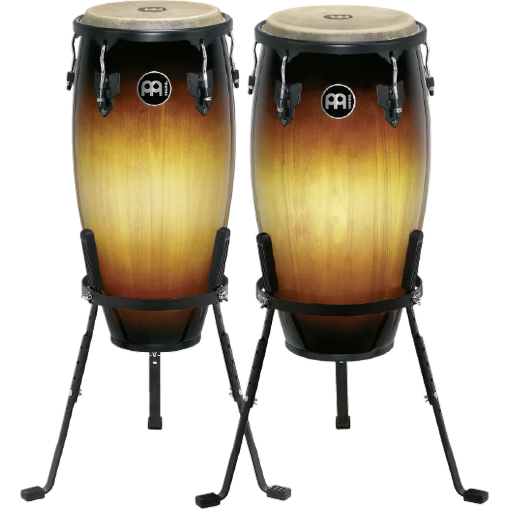 Meinl Percussion 11" & 12" Wood Conga Set and Basket Stands in Vintage Sunburst