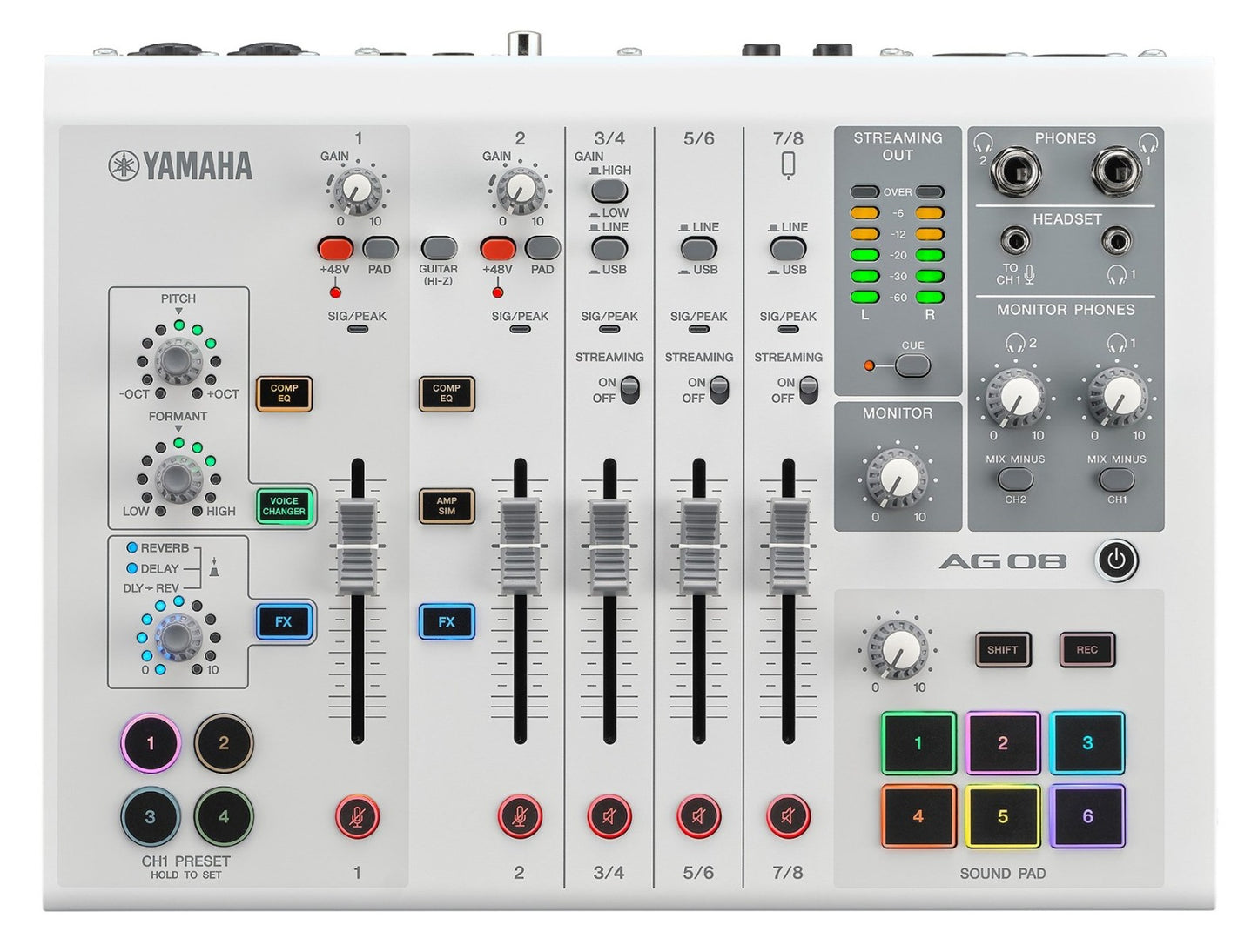 Yamaha AG08W Live Streaming Mixer in White