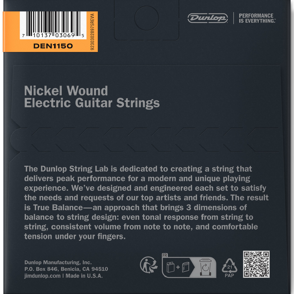 JIM DUNLOP NICKEL WOUND ELECTRIC GUITAR STRINGS 11-50 GAUGE
