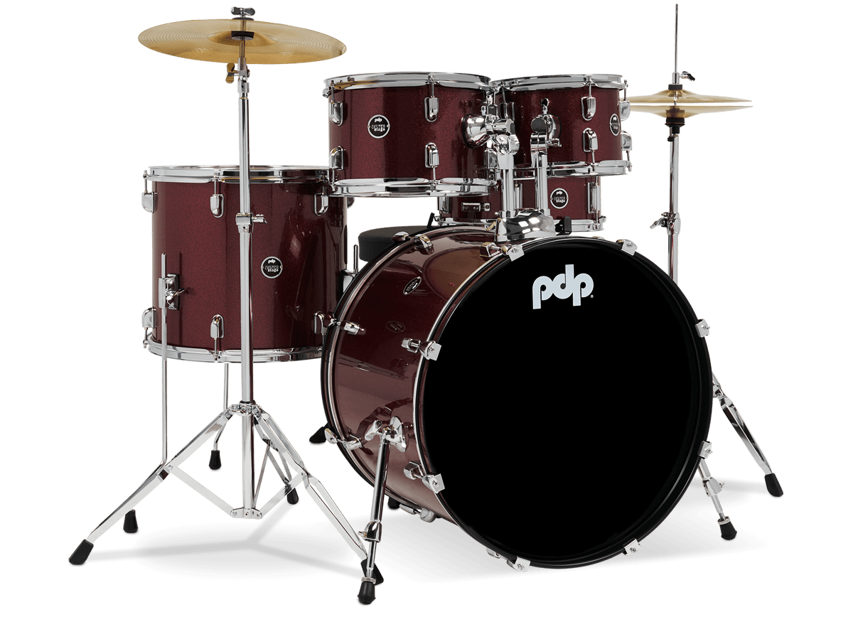 PDP Center Stage 22" 5 Piece Drum Kit in Ruby Red Sparkle