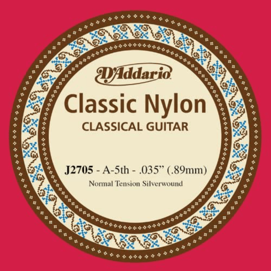 D'Addario J2705 Student Nylon  Normal Tension Classical Guitar Single 5th String .035 Gauge