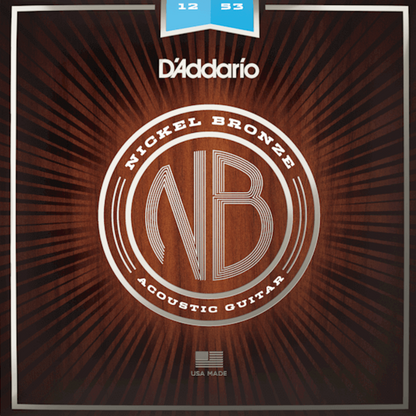D'Addario NB1253 Nickel Bronze Acoustic Guitar Strings Light 12-53 Gauge