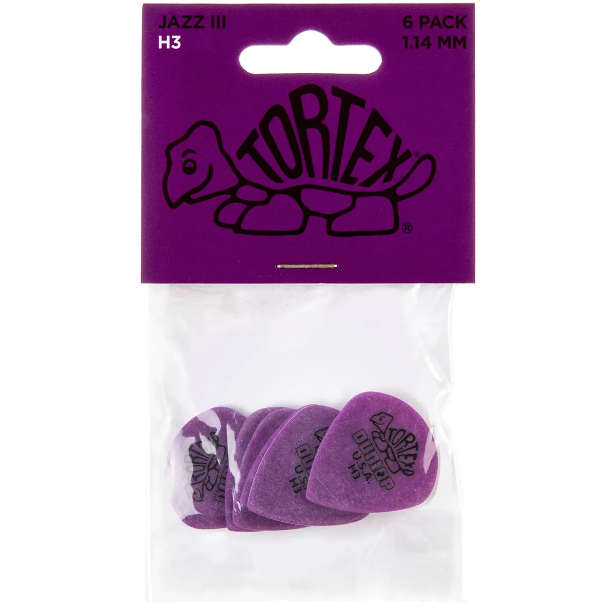 Jim Dunlop Tortex Jazz H3 Player Guitar Picks 1.14 mm 6 Pack