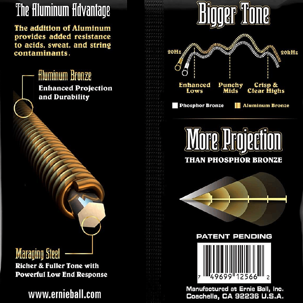 Ernie Ball MEDIUM LIGHT ALUMINUM BRONZE ACOUSTIC GUITAR STRINGS 12-54 GAUGE