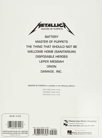 Metallica Master Of Puppets Guitar Tab